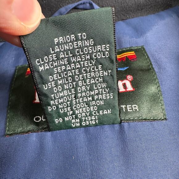 L.L. Bean Jacket Mens Large Blue Black Full Zip Hood Outdoor Warm Pockets Nylon - Picture 5 of 11